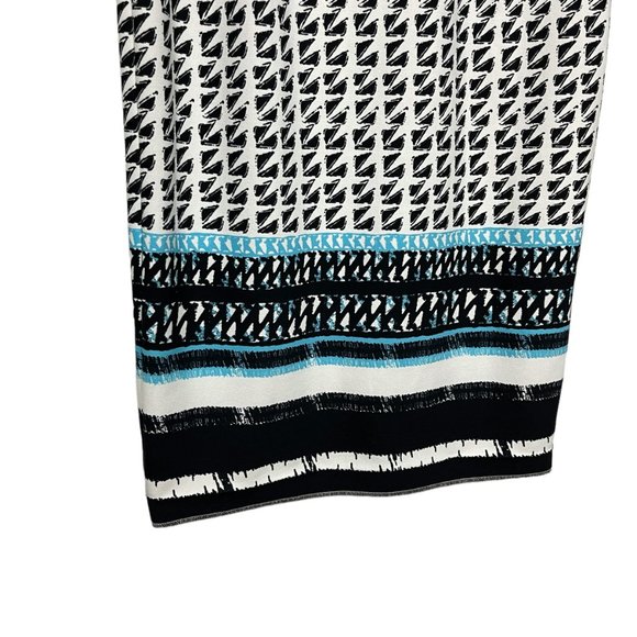 Maya Brooke Sleeveless Midi Dress Aztec Print White Women's 12 - Picture 5 of 7